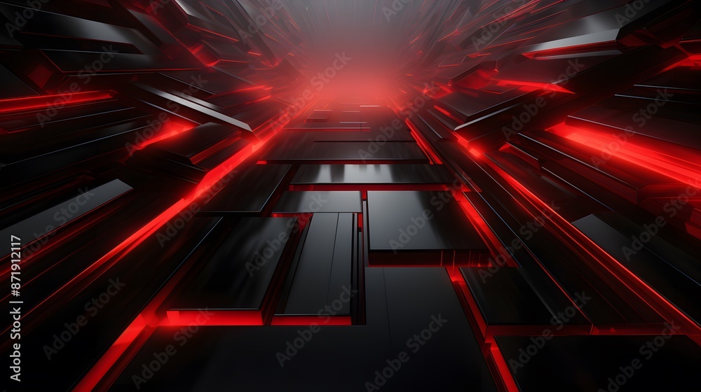 3d rendering of red and black abstract geometric background. Scene for advertising, technology, showcase, banner, game, sport, cosmetic, business, metaverse. Sci-Fi Illustration. Product display
3d rendering of red and black abstract geometric background. Scene for advertising, technology, showcase, banner, game, sport, cosmetic, business, metaverse. Sci-Fi Illustration. Product display