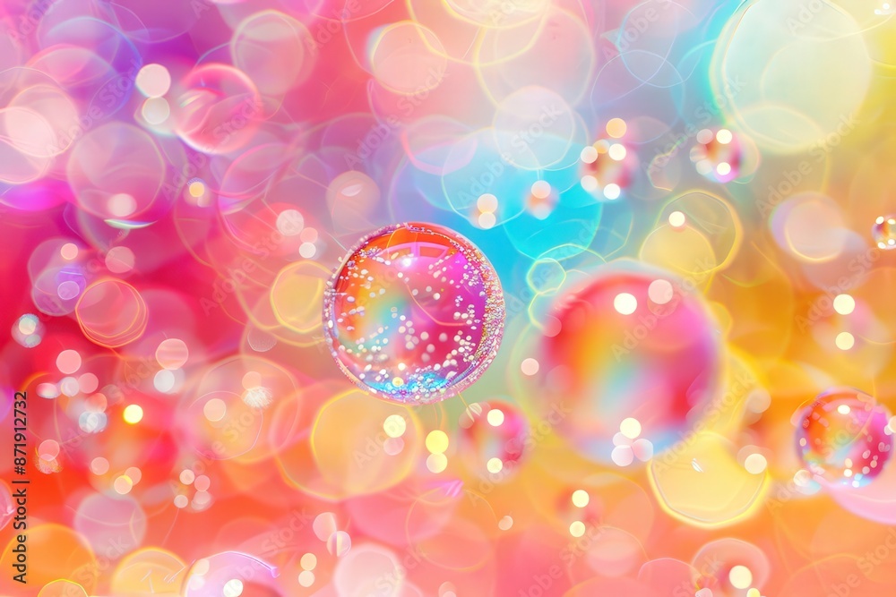 Abstract Bokeh Holographic Shimmer with Colorful Glowing Bubbles in 3D Rendering Abstract Bokeh Holographic Shimmer with Colorful Glowing Bubbles in 3D Rendering
