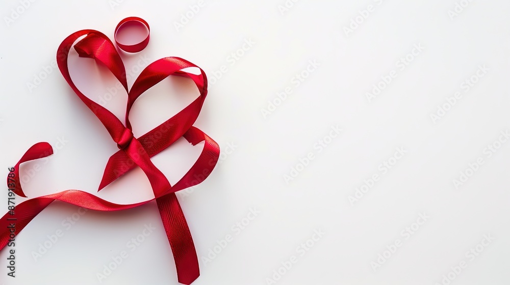 Heart-Shaped Red Ribbon on White Background Heart-Shaped Red Ribbon on White Background