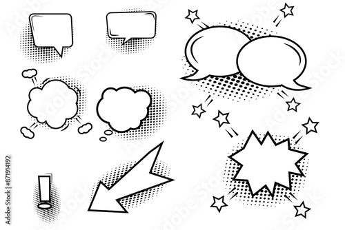 vector set bubble chat anime cartoon design photo