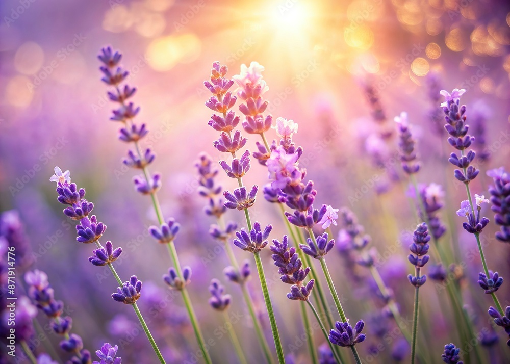 Soft focus on blurred lavender flowers and gentle morning light, symbolizing love and romance, conveying a sense of intimacy and tender affection. Soft focus on blurred lavender flowers and gentle morning light, symbolizing love and romance, conveying a sense of intimacy and tender affection.