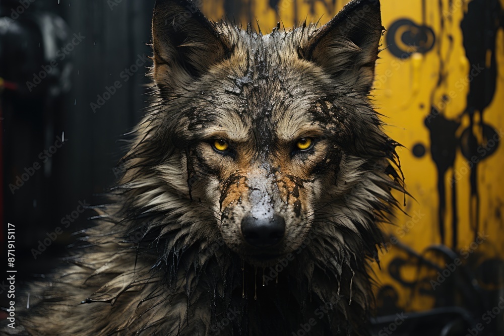 Urban Wolf Modern Selvagery in Street Art Grafitira, generative IA Urban Wolf Modern Selvagery in Street Art Grafitira, generative IA
