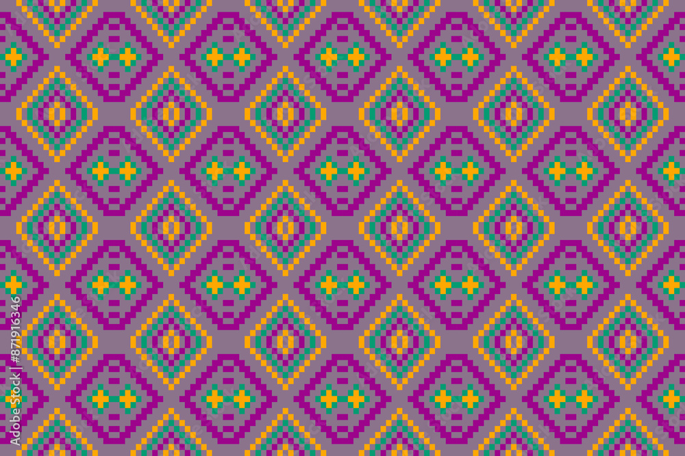 Pixel art vector Fabric Morocco, geometric ethnic pattern seamless,Pixel pattern art wallpaper Background, Design for fabric, curtain, carpet ,geometry seamless pattern art illustration Pixel art vector Fabric Morocco, geometric ethnic pattern seamless,Pixel pattern art wallpaper Background, Design for fabric, curtain, carpet ,geometry seamless pattern art illustration