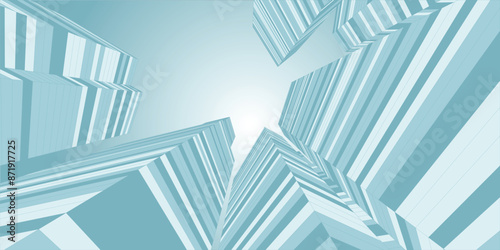 This illustration presents a background of towering skyscrapers in a bustling, modern metropolis. The cityscape is filled with sleek, high-rise buildings