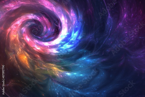 Abstract galaxy swirls with vibrant hues 