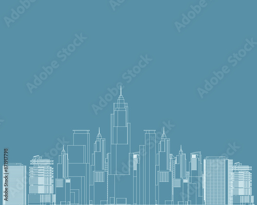 Modern Metropolis Cityscape with Skyscrapers: An Illustrated Background