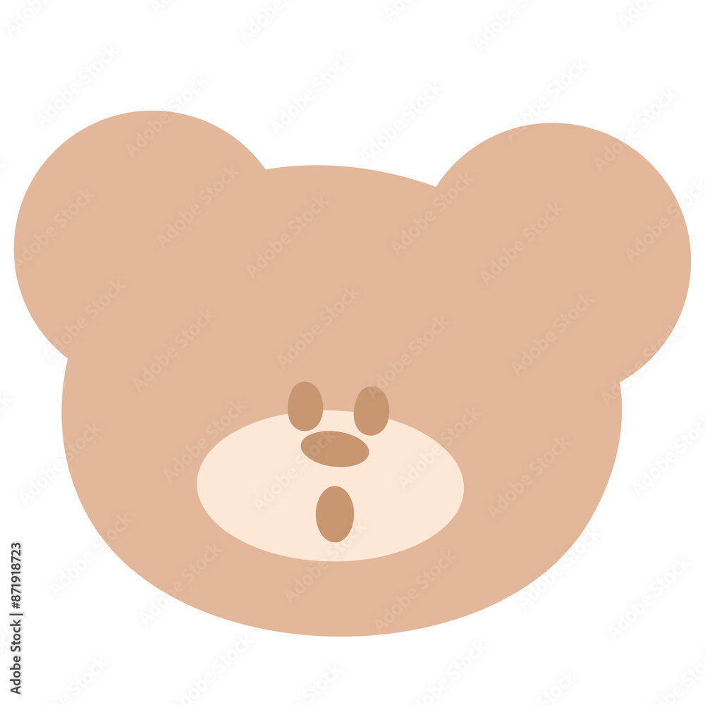 Teddy bear with shocking expression for cartoon, character, comic, mascot, cute patches, plush toy, doll, brooch, animal, shirt print, zoo, kid, toddler, baby, children, logo, icon, post card, emotion