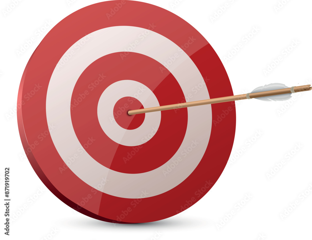 Archery target with arrow in bullseye goal achievement and efficiency realistic vector Archery target with arrow in bullseye goal achievement and efficiency realistic vector