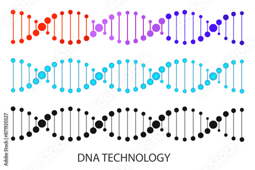 DNA vector illustration. Model of the molecular structure of DNA strands. Double helix structure. Genetic engineering concept.