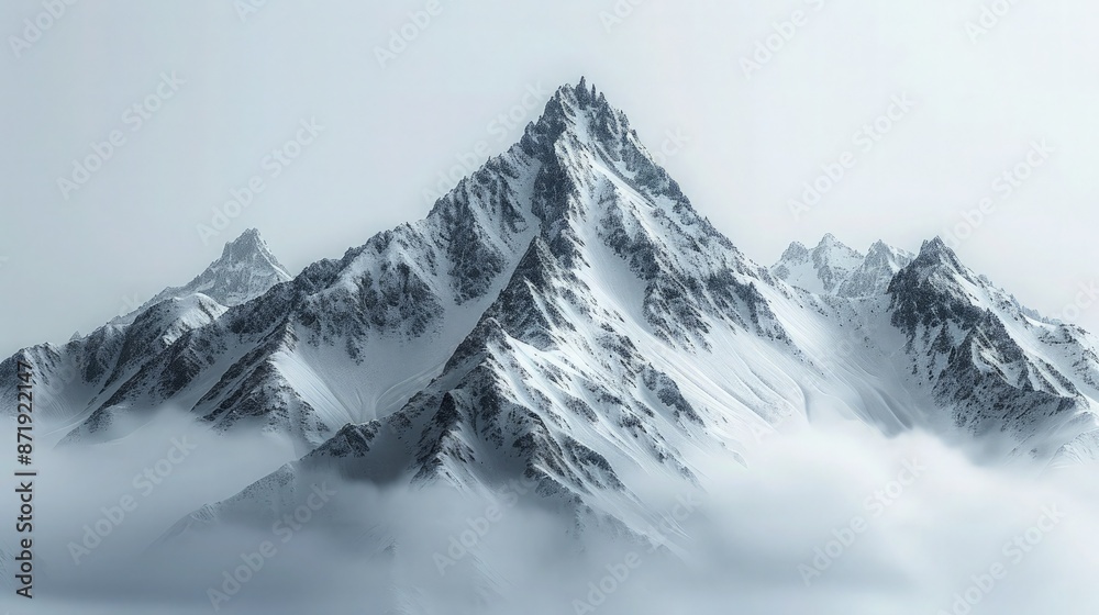 Obraz premium Majestic Mountain Landscapes and Snowy Peaks, Winter Wonderland: Stunning Views of Snow-Covered Peaks.