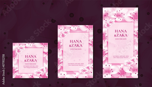 Wedding invitation cards sakura cherry blossom collection design template1 photo