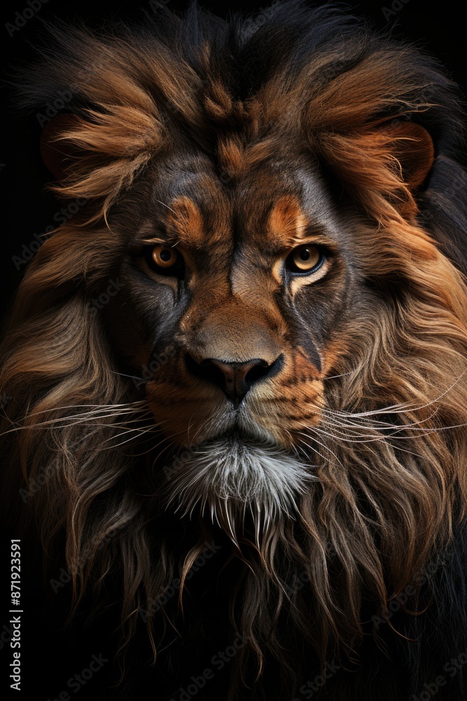 Fototapeta premium Expressive lion the wild intensity revealed in emotional brushstrokes., generative IA