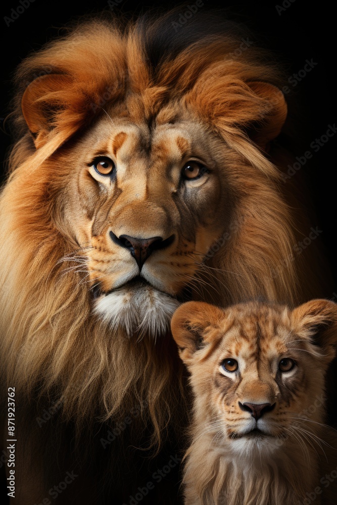 Focus lions revealing family essence with stunning realism, generative IA Focus lions revealing family essence with stunning realism, generative IA