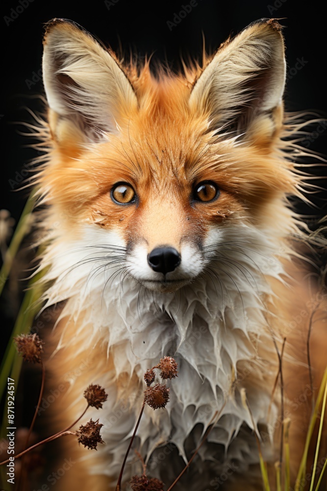 Fototapeta premium Expressionist Raposa intense brushstrokes reveal the dramatic reality of a singl, generative IA