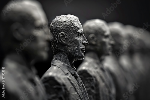 stone statues of men, leadership concept