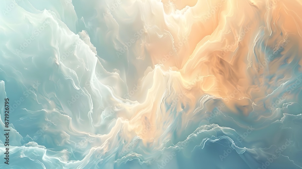 Obraz premium Soft and Serene Abstract Cloud-like Digital Formations in Pastel Hues