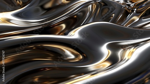 Mesmerizing Metallic Liquid Flow:Sleek Abstract Digital Art Design © pkproject