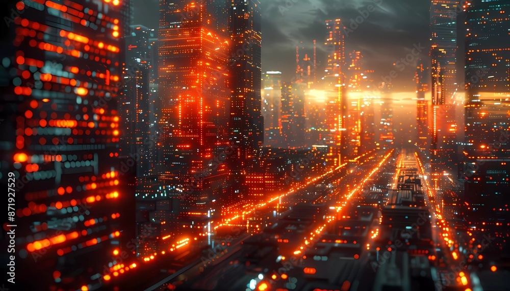 Naklejka premium Document Retrieval Matrix: Unlocking Data Pathways, complex matrix of interconnected data pathways, 