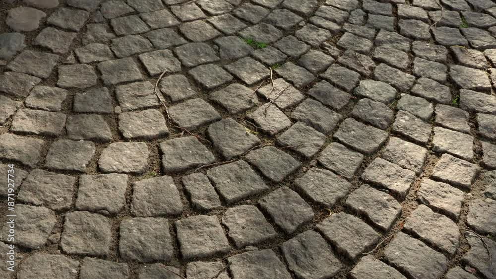 4k, Top view of the granite cobblestone road in motion, on walk, in the Peter and Paul Fortress, at daytime, Saint Petersburg, Russia 4k, Top view of the granite cobblestone road in motion, on walk, in the Peter and Paul Fortress, at daytime, Saint Petersburg, Russia