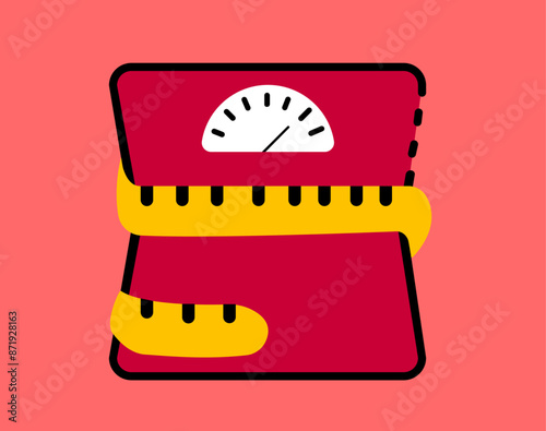 Weight loss machine tape measurement illustration