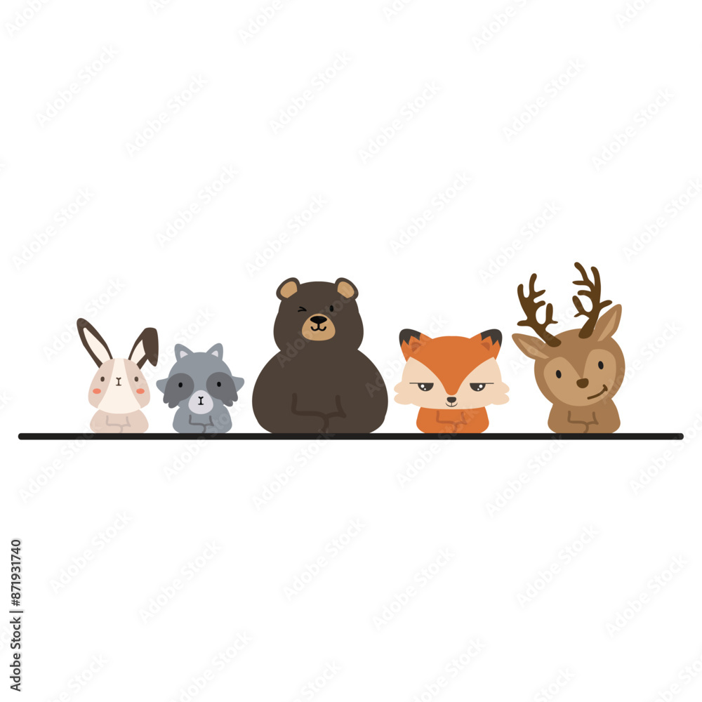 Naklejka premium Simple And wild animals greeting banner