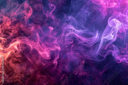 Vibrant smoke swirls on a dark background 