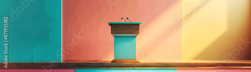 Close-up of Presentation Podium with Soft Background photo