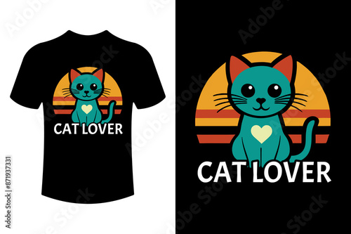 Cat lover custom typography t-shirt design vector illustration photo