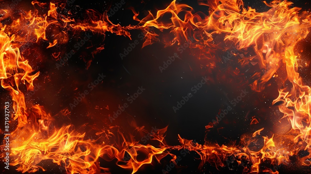 A closeup depiction of a flame set against a dark background, copy space A closeup depiction of a flame set against a dark background, copy space
