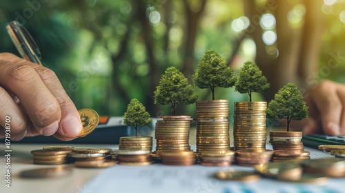 The coins with growing trees photo