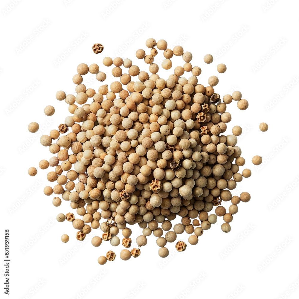 Close-up photo of white pepper Isolated on transparent background, PNG Close-up photo of white pepper Isolated on transparent background, PNG