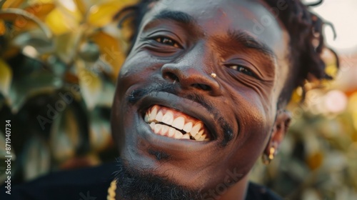 closeup of a black man with gold teeth © Marco