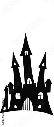 Silhouette of haunted horror house black vector