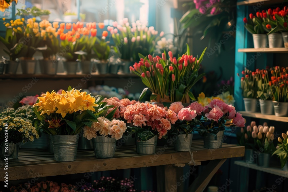 Charming Flower Shop with Vibrant Blossoms Charming Flower Shop with Vibrant Blossoms