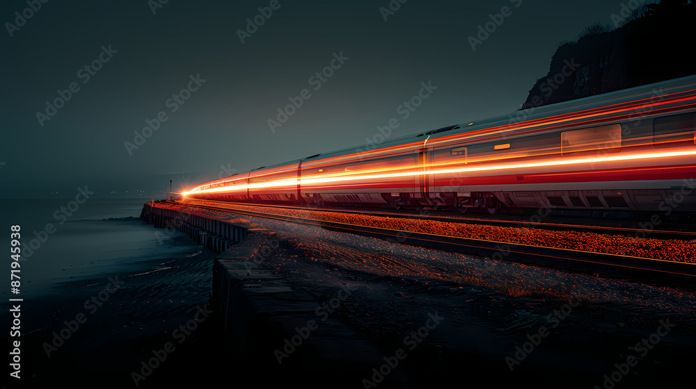 custom made wallpaper toronto digitala train moving at night, with light trail