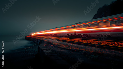 Wallpaper Mural a train moving at night, with light trail Torontodigital.ca