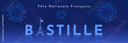 Bastille day poster flyer or social media post design. France Independence Day Vector Illustration