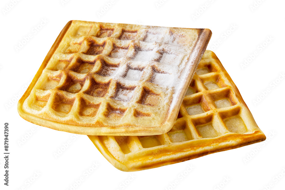 2 baked wafers isolated on white background waffles 2 baked wafers isolated on white background waffles