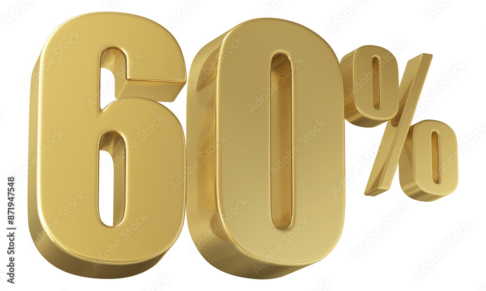 60 Percent Off Sale Gold Number 3D