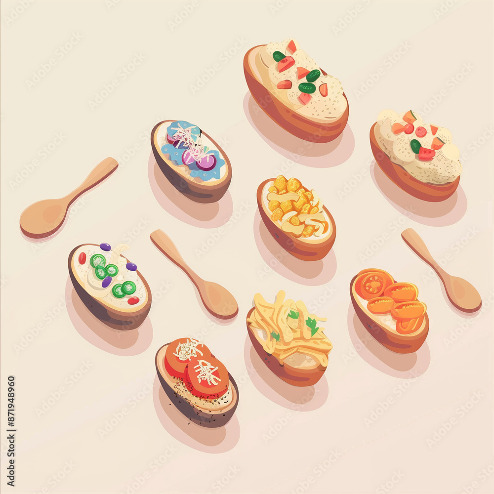 baked potato with various toppings baked potato with various toppings