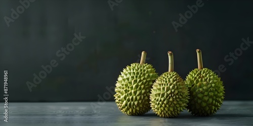 Durian The King of Fruits in Southeast Asia Known for its Strong Odor and Custardy Texture. Concept Durian, Southeast Asia, King of Fruits, Strong Odor, Custardy Texture