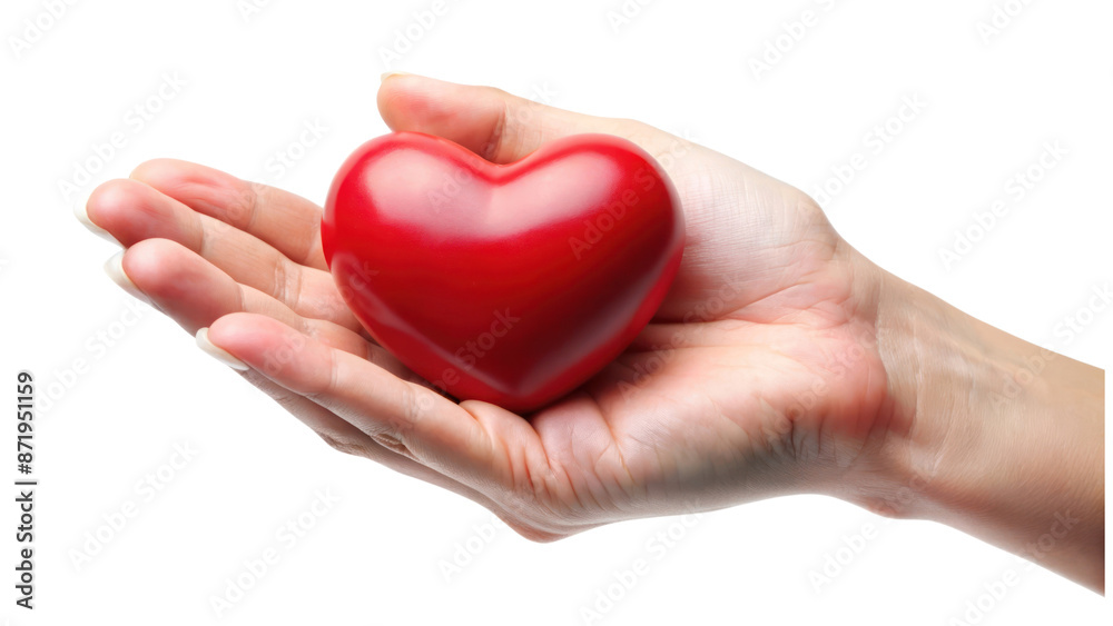 Obraz premium hand holding red heart isolated on transparent background
