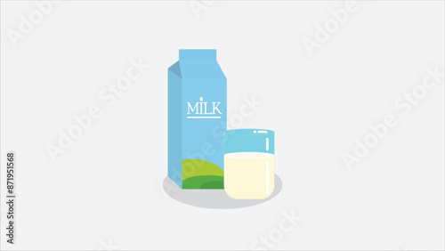 milk icon with glass , A glass filled with milk from the the carton