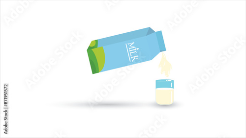 milk icon with glass , A glass filled with milk from the the carton