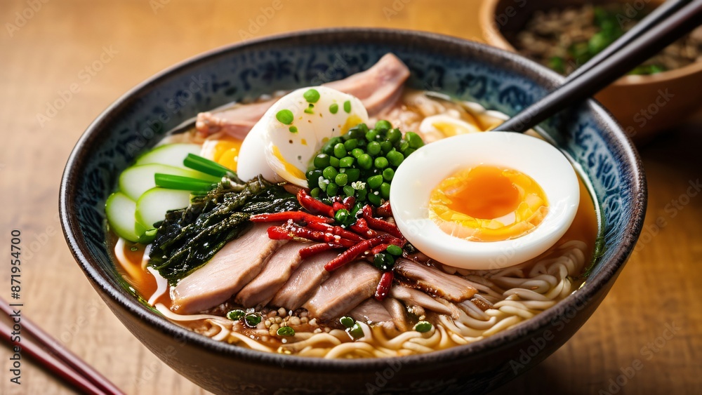 Ramen Bowl: Steaming Noodles in Rich Broth Ramen Bowl: Steaming Noodles in Rich Broth