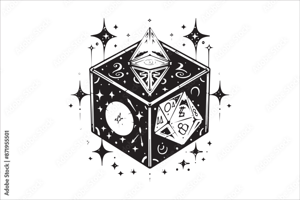 Fototapeta premium Polyhedral dice, RPG dice, Dungeons & Dragons dice, DnD dice, Tabletop dice, Gaming dice, Critical role dice, Fantasy dice, Dice set, Custom dice, Role-playing game dice, Multi-sided dice, Dice for ga