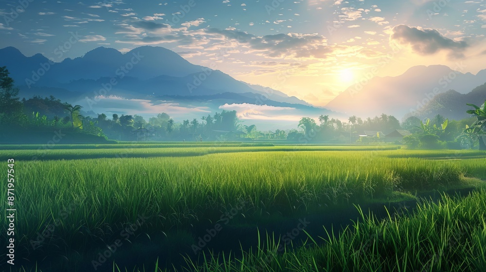 Naklejka premium Beautiful morning view with sunrise