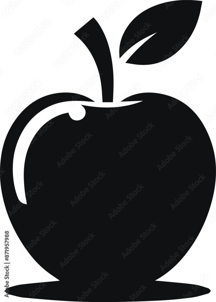 Fototapeta premium apple icon, apple vector, apple with leaf, apple, apple silhouette