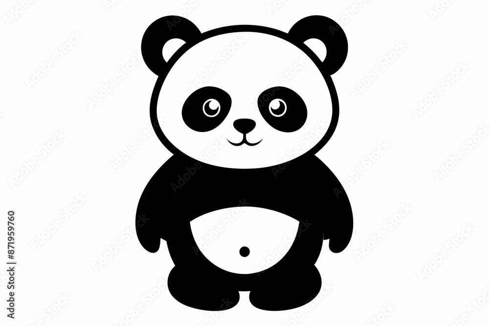 black and white panda silhouette, panda vector illustration, panda silhouette, animal silhouette isolated vector Illustration, png, Funny cute panda, Jumping cartoon pandas