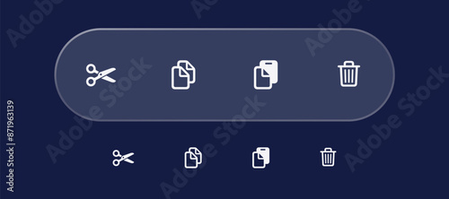 Set of Simple Flat Copy, cut, delete and Paste Icons Illustration Design, Copy Paste Symbol Collection with Outlined Style Template Vector.